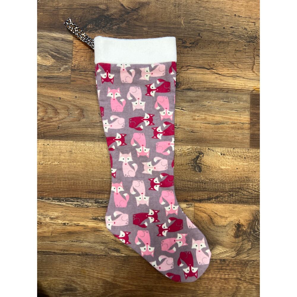 Pink Foxes Handmade Christmas Stocking for You or Pet - Picture 2 of 2